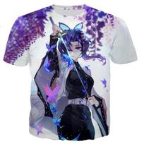 Toyo Cosplay Demon Slayer Kochou Shinobu T Shirt Men Women 3D Printed T-shirts Casual Harajuku Style Tshirt Streetwear Tops 6XL purple