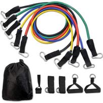 Bande de Résistance Set 11, Kit de Fitness Elastiques avec Ancre de Porte/Poignées/Sangle de Cheville, Portable Bandes pour Yoga Pil geltona