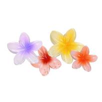 Pinces à Cheveux - SHOP-STORY - FLOWHAIR - Lot de 4 - Anti-Dérapantes - Fleurs Hawaïennes - Couleurs Vives geltona