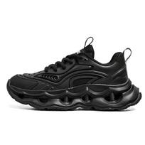 Men's thick soles shock-absorbing casual sports shoes four seasons breathable soft sole outdoor running shoes student sneakers 39 black