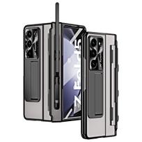 Su rašiklio laikikliu Samsung Galaxy Z Fold 6 5 4 3 dėklas Vyris Magnetinis Padengimas Šarvuotas Atlenkiamas Stovas Skaidrus Visos Apsaugos Dangtelis For Galaxy Z Fold 5 juoda