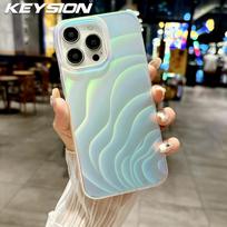 KEYSION Gradient Wave Pattern Case for iPhone 13 Pro Max Matte Soft Silicone+PC Shockproof Phone Cover for iPhone 12 11 Pro Max for iPhone 13 įvairiaspalvis