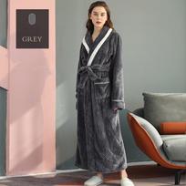 Rudeniniai žieminiai flaneliniai naktiniai marškiniai sustorėję poros ilgi pižamos chalatai Namų drabužiai vyrams, moterims M(40-60kg) gray