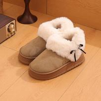 Winter Snow Boots for Women Faux Fur Lining Short Booties Slippers Comfort Fuzzy Indoor Outdoor House Shoes Women's Non-Slip Platform Warm Ankle Boots 36-37 armijos žalia spalva