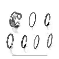 Women Multi-finger Ring Combination Solid Color Personalized Ring Simple Women Joint Ring Metal Tail Ring Gift Accessories for Girlfriends ONE SIZE geltona