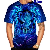 Naujausias asmenybės mėlyno drakono 3D įsimylėjėlių atspaudas vyrams moterims mados marškinėliai 6XL blue