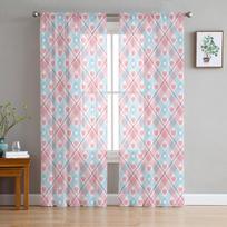 Plaid Texture Love Sheer Curtains Window Tulle Curtains For Living Room Bedroom For Kitchen Veiling Curtains Decoration W135 x H114cm white