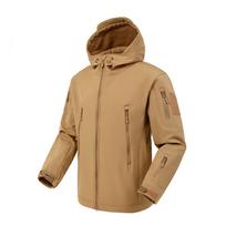 Vyriška karinė žieminė termo fliso taktinė striukė lauko sportui su gobtuvu, karinė softshell žygiai lauke, armijos striukės S chaki