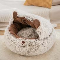 Winter Cat Kennel  Warm Cat Bed  Fully Enclosed Dog Kennel  Universal for All Seasons  Small Dog Winter Sleeping Pet Supplies Brown bear brown