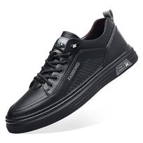 For Men Tenis Shoes Fashion Mens School Shoes Leather Men White Flat Casual Shoes Lightweight Sneakers Breathable Sports Shoes 38 juoda