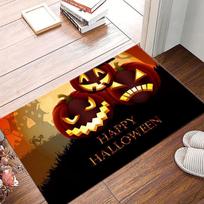Halloween Floor Mat Spooky Ghost Face Outdoor Decoration Crystal Velvet Door Mat Anti-slip Entryway Bathroom Foot Mat 40x60cm gray