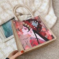 Hand Painted Canvas Picnic Bag Women's Handbag Autumn And Winter For Women Canvas Tote Bag Fashion Style Crossbody Small Bag gray