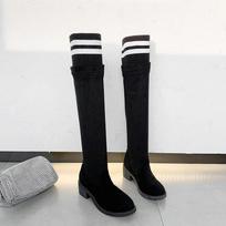 Fashion Knee Thigh High New In Women's Sock Boots Hot Padded Long Shoes for Women Winter 2024 Elastic Black on Promotion with Low Heels 40 juoda
