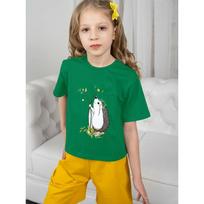 Žalias T-shirt mergaitėms Animacinis ežiukas Drabužiai Vaikų drabužiai mergaitei Grafiniai T-shirt Vaikų T-shirt mergaitei Vasara 160cm blue