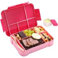 Lunch Box Portable Bento Box Adult Lunch Containers Microwavable Leak Proof 6 Compartment for Adults Kids Toddler With Tableware 5&1330MlL red
