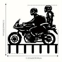 1 vnt. Sieninis pora Motociklas Metalinis Raktų Pakabukas - Dekoratyviniai Sieniniai Kabliukai, Lengvai Montuojamas Raktų Laikiklis Biuro ir Namų Dekorui juoda