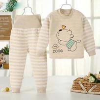 Children Sets Autumn Winter Thermal Underwear Set for Boys Girls Thicken Warm Cotton Kids Clothes Baby Sleeping Clothing Pajamas 80 beige