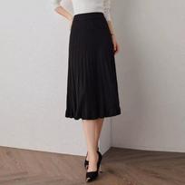 Elegant Black Knitted Skirt for Women Autumn Winter Casual Elastic Waist A-line Midi Skirt Vintage Plus Size Clothing S