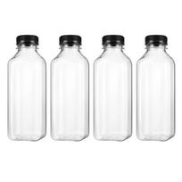 4 vnt. 500 ml plastikiniai tušti gėrimų buteliukai PET pieno sulčių buteliukai stiklainiai daugkartiniai laikymo indai su dangteliais laukui 500ml white