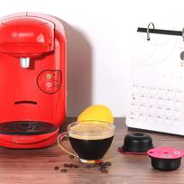 Reusable Coffee Pod, Mesh Slicone Lid with Built-in, Spoon Coffee Filters Refillable Coffee Pod for Bosh-S Machine