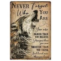 1 pc Never Forget Who You Are Wolf Spirit Animal Sign Wolf Lover Vertical Sign Living Room Farmhouse Sign Wall Decor juoda