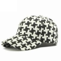 Women's Autumn Winter Plush Baseball Cap Houndstooth Sunscreen Cap gray