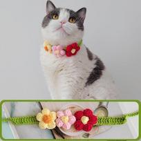 Flower Shaped Pet Collar Adjustable Dog Bib Funny Handwoven Decorations  All Seasons white