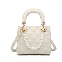 Fashion Women Shoulder Bags New Pearl Chain Crossbody Bags Jelly Bags Pvc Leisure Versatile Lady Small Square Bag Handheld Bags black