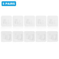 5/10 Pairs Double-Sided Adhesive Wall Hooks, Waterproof and Oilproof Reusable Seamless Hooks Without Punching