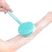 Double-Sided Silicone Long Handle Bath Brush Body Shower Scrubber Back Brushes Multifunction Bathroom Massage Cleaning Scrubbers white