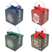 4 vnt. Kalėdinė popierinė dėžutė su langeliu ir rankena, saldainių dovanų pakavimo dėžutė, maišelis Naujiesiems metams, Navidad dovanos, namų Kalėdų dekoracija 4pcs įvairiaspalvis