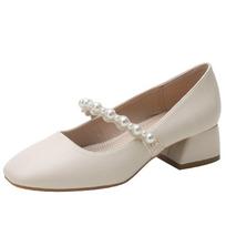 French Evening Shoes Super Soft Mary Jane With Cheongsam Thick Heel Women'S Small Leather Shoes High Heels Single Shoes 40 juoda