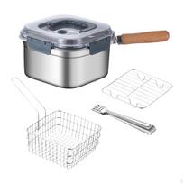 Camping Cooking Set Food Strainer 2.5L Cookware Fry Basket Square Pot for BBQ Commercial Use