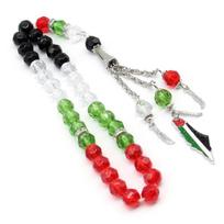Palestine Flag Color Country Map Bracelet Muslim Small Bead Acrylic Rosary Beads Worship Bracelet Eid Islamic Prayer Beads A2