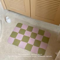 Ins Style Sub Soft Diatom Mud Floor Mat Checkerboard Absorbent Easy To Clean Door Mat Household Bathroom Non-slip Foot Mat 40 * 60CM diatom mud