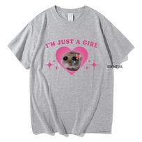 Liūdnas žiurkėno memas esu tik mergina marškinėliai Vyriški/moteriški drabužiai Harajuku estetiški marškinėliai Vintažiniai unisex gatvės drabužiai medvilniniai viršutiniai drabužiai S