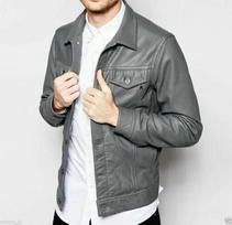 Casual Classic Men Grey Shirt Handmade Genuine Leather Lambskin Formal Stylish XS pilka