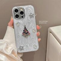 Korėjietiška Ins trimačio lipduko Kalėdų eglutė Tinka iPhone16promax mobiliojo telefono dėklui Apple 1513 Apple SE 2020 gray