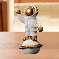 Keraminė astronautų figūrėlė Modernus namų dekoro akcentas 11x15cm beige