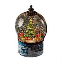Kalėdinis sniego gaublio papuošimas Šviečiantis kalėdinis dekoras su lengva muzika Christmas tree black