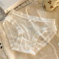 7A Ice Silk Cream Pure Desire Underwear Women's Pure Cotton Antibacterial Crotch Middle Waist Briefs No Trace Ultra Thin Women's Triangle Panties XL kava