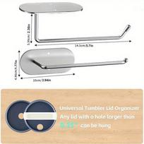 American Style Cabinet Cup Cover Hanging Rack, Storage Rack Non Punching Stainless Steel Hanging Rack, Kitchen Cling Film, Kitchen Paper Hanging Rack S white