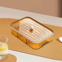 6 Compartment Divided Serving Bowls Appetizer Tray Modern with Lid Snack Plate Dried Fruit for amber beige