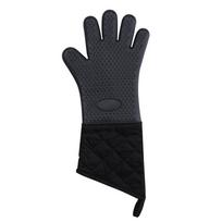 Lengthen Silicone Baking Gloves Anti-Scalding Oven Mitts Cotton Lining Microwave Gloves Non-Slip Canvas Stitching Kitchen Glove