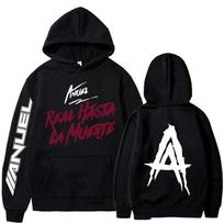 Autumn Fleece Women's Unisex Anuel AA Real Hasta La Muerte Print Sweatshirts Streetwear Rapper Loose Hoodie L juoda
