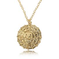 Movie Accessories Caribbean Pirate Necklace Aztec Gold Coin Chain Men's Skull Necklace Pendant ADM
