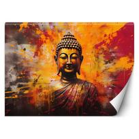 Tapetai Buda statula spalvinga abstrakti 100x70 geltona