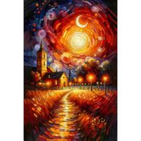 Vintažinis pastato peizažas švyturys sodrios spalvos abstraktus grafiti meno plakatas atspaudas drobė tapyba modernus muralas siena namų dekoras 30x45CM No Frame