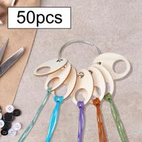 50 Pieces Wood Thread Drops Cross Stitch Organization Lightweight Storage Floss white