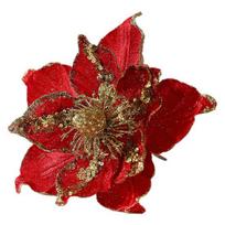 Yousheng Glitter Artificial Flower Christmas Tree Decoration Vibrant Color Realistic Looking Easy to Hang Faux Flower Holiday Party Ornament raudona